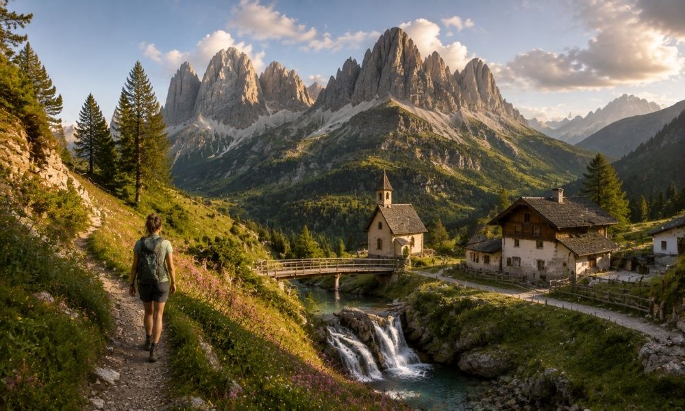 A quiet mountain landscape in Val di Zoldo in the Dolomites
