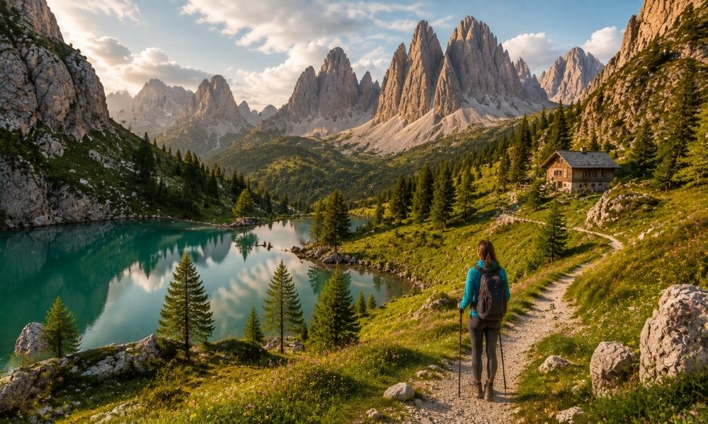 A quiet mountain landscape in Val di Zoldo in the Dolomites