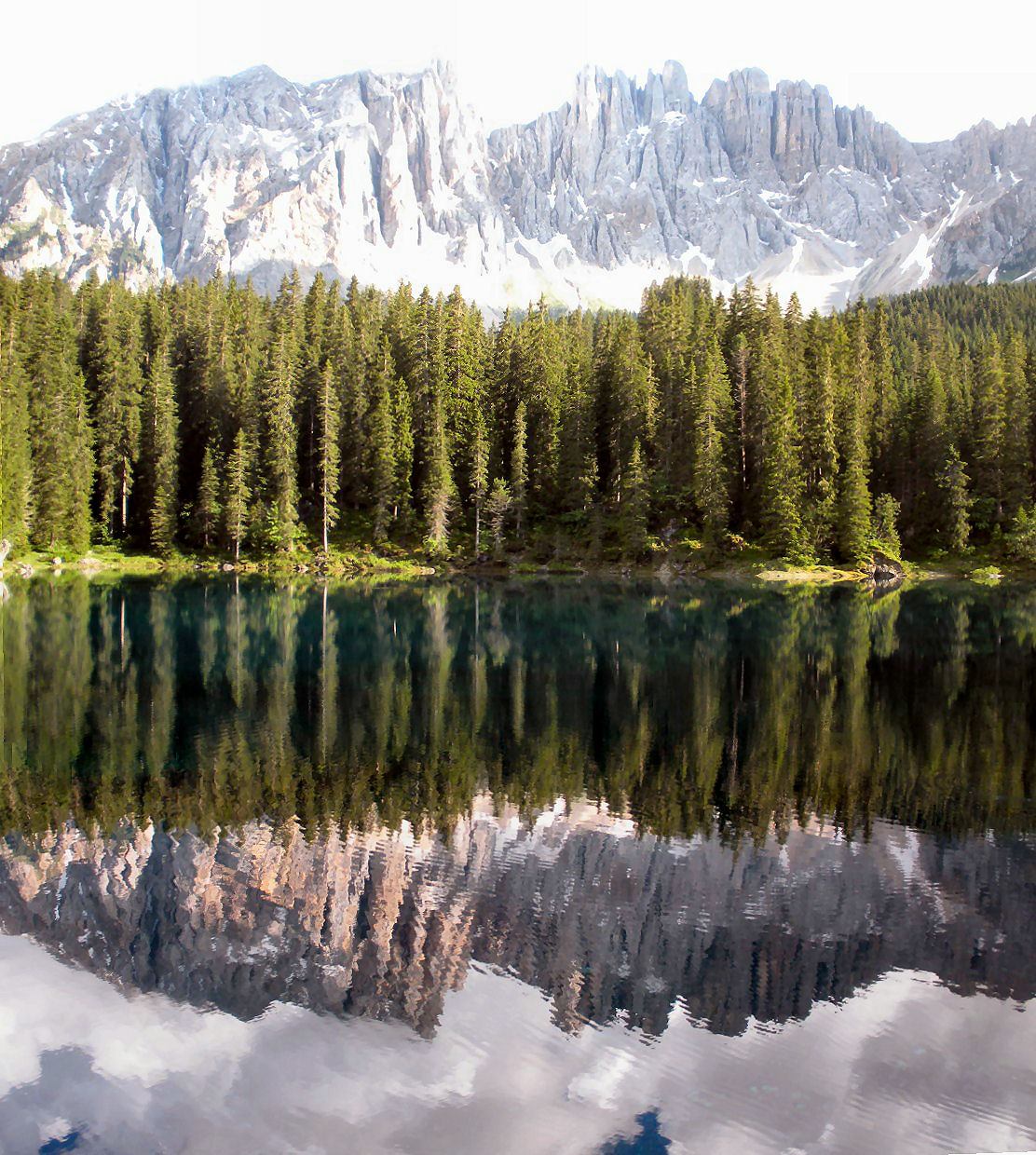 Lake Carezza and Dolomites peaks